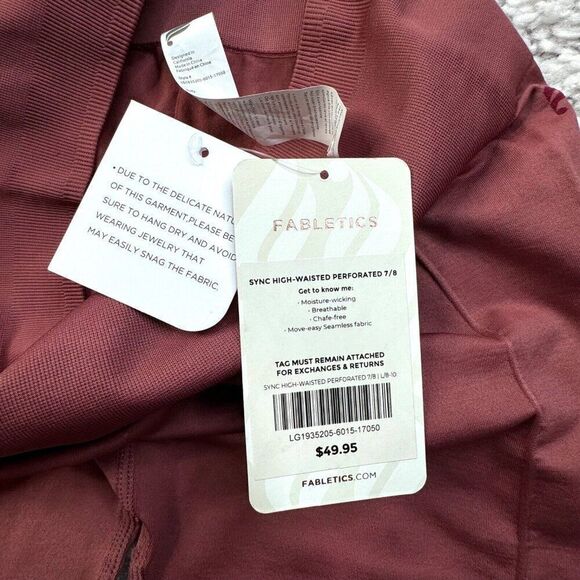 Fabletics Sync High Waisted Perforated Seamless 7/8 Legging Pink Mauve NEW - Picture 5 of 10